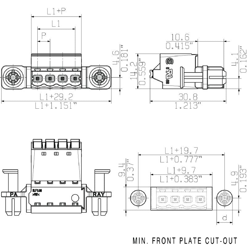 2440210000 - 6-Pole 180° PCB Connector with Push-In Feature  (Pack of 30)