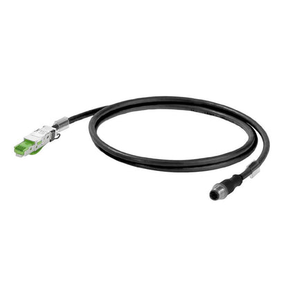 1220310025 - 2.5m M12 D-Code & RJ45 System Cable, IP67/IP20