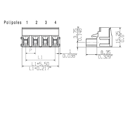 2864510000 - 7.50mm Female PCB Connector, 6 Poles, 180° Angle  (Pack of 50)