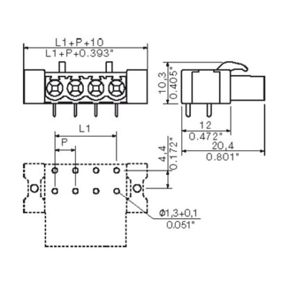 1843910000 - 18-Pole 5.08mm PCB Female Connector with THT Solder Pins  (Pack of 18)
