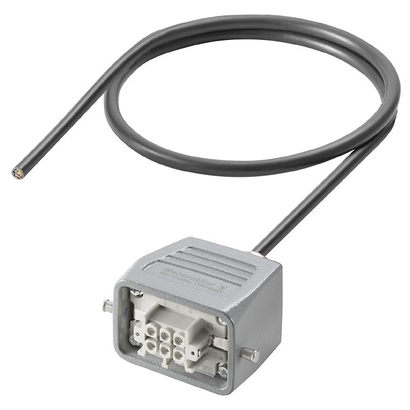 2712250100 - 6-Pole Heavy Duty Socket Connector, 1m, 500V, Durable Design