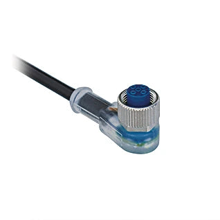 S27-2M - 2m M12 4-Pin Connection Cable with Angled Socket and LED