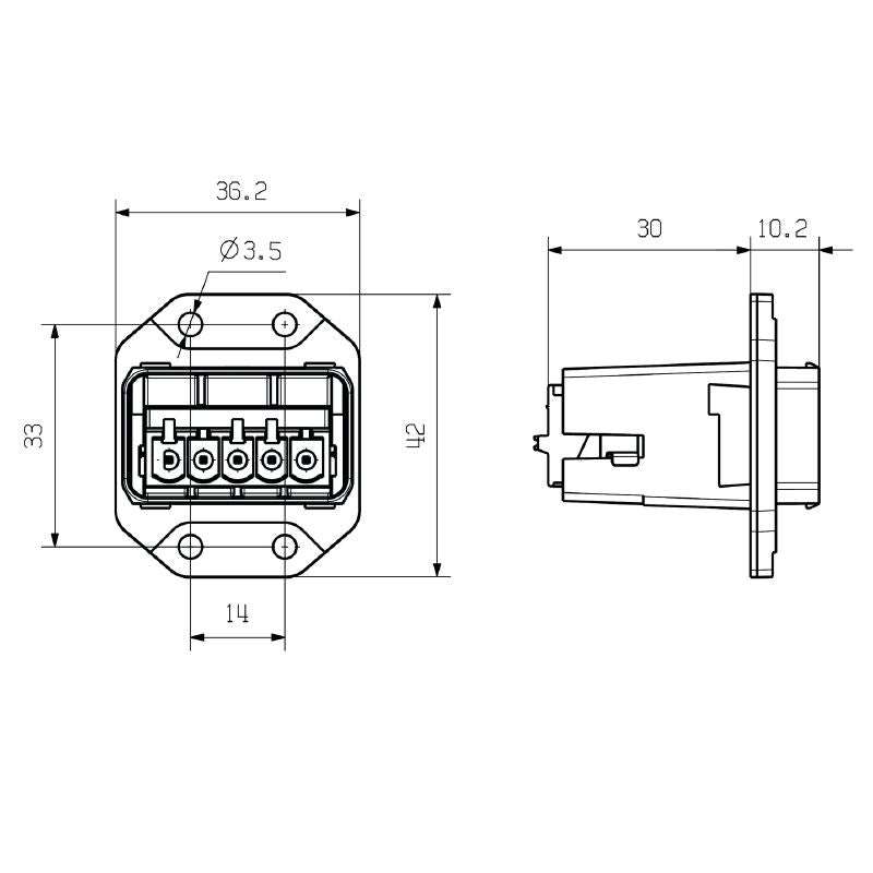 2493480000 - PROFINET Power Connector with Flanges & Secure Push-Pull System