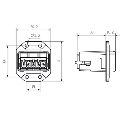 2493480000 - PROFINET Power Connector with Flanges & Secure Push-Pull System