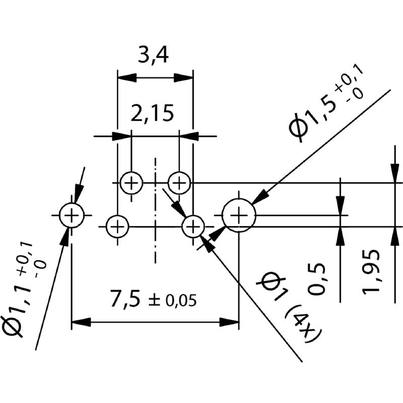 2423970000 - IP67 M8 Connector, 4-Pole PCB Plug with Mounting Thread  (Pack of 25)