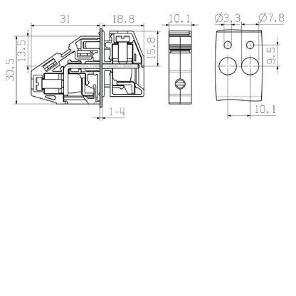 2439570000 - 10 mm² Feed-Through Terminal for Direct Mounting  (Pack of 50)