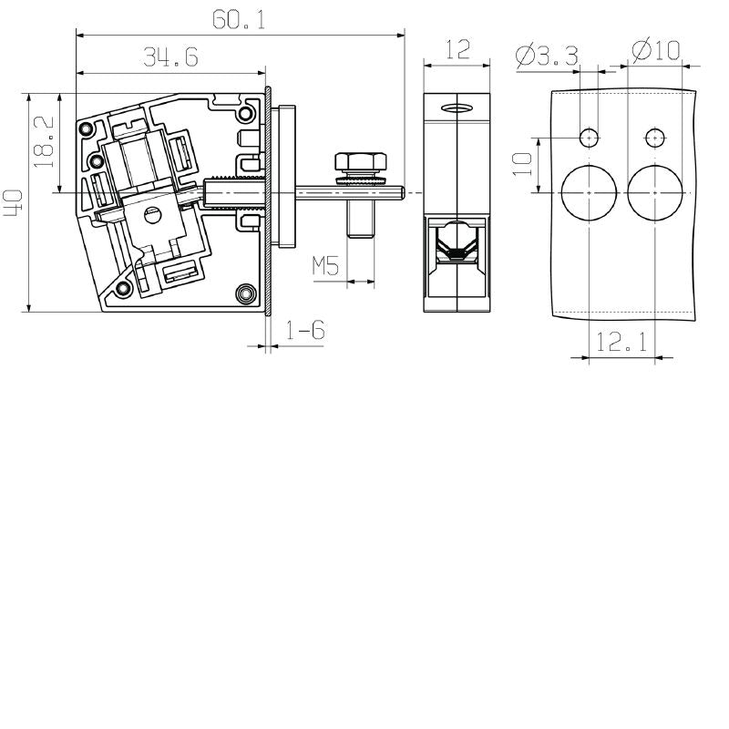 2440650000 - 16mm² Feed-Through Terminal, 500V, RoHS & UL Certified  (Pack of 50)