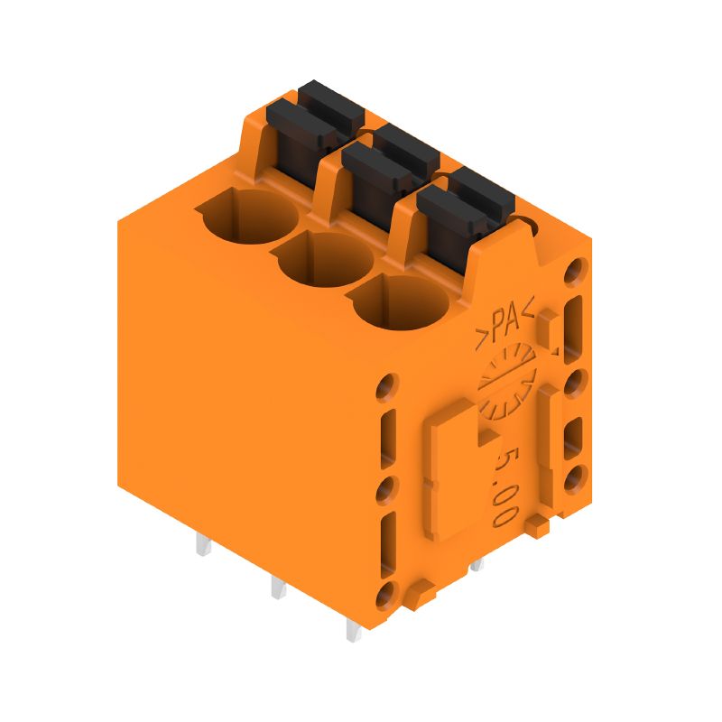 1330190000 - 3-Pole 5mm PCB Terminal with 180° Connection, Orange, 90 Pieces  (Pack of 90)