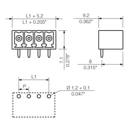 1037980000 - 12-Pole 3.81mm Black PCB Connector with 270° Elbow  (Pack of 50)