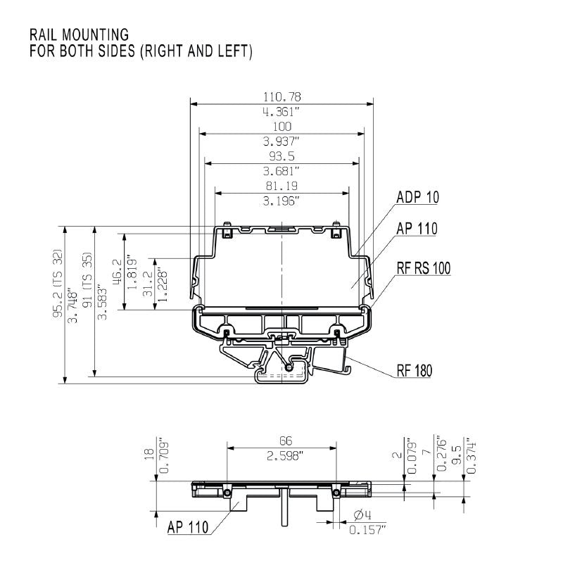 1189890000 - AP 110 BK Black End Plate, 27.2mm Width, RS 100 Compatible  (Pack of 10)