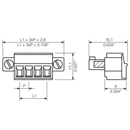 1941120000 - 3.81mm 13-Pole Female PCB Connector at 180° Angle  (Pack of 50)