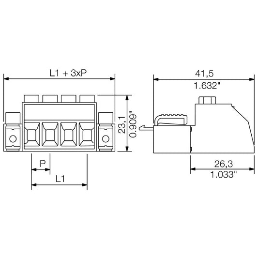 1950920000 - 7.62mm Male PCB Connector with 6 Poles and Clamping Yoke  (Pack of 50)