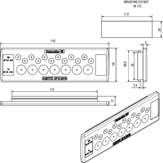 2743670000 - TPE Cable Entry Plate 44mm H, IP54, Flexible Design  (Pack of 10)