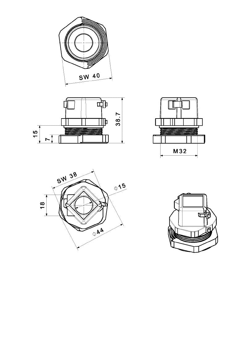 2584160000 - IP66 Rated 23.7mm Black Cable Gland, Polyamide Construction  (Pack of 10)