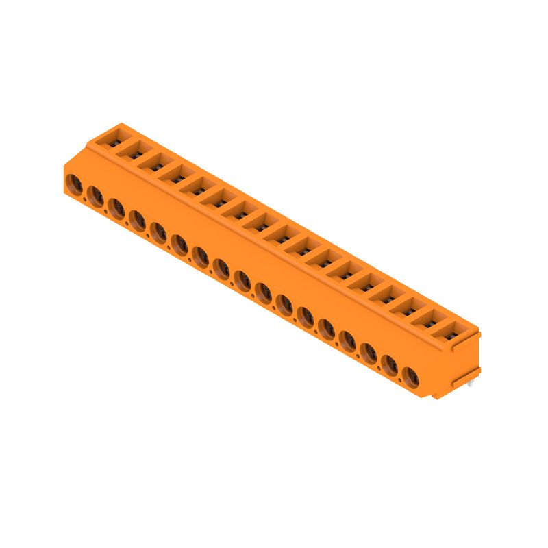 1234390000 - 5mm Terminal Block, 17 Poles, 180° Configuration, Tinned Orange  (Pack of 50)