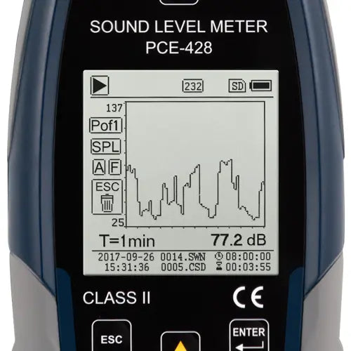 PCE-428 - Class II Sound Level Meter for Comprehensive Noise Monitoring