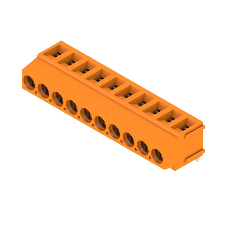 1234310000 - Orange 5mm Pitch PCB Terminal, 10 Poles, 180° Angle  (Pack of 50)