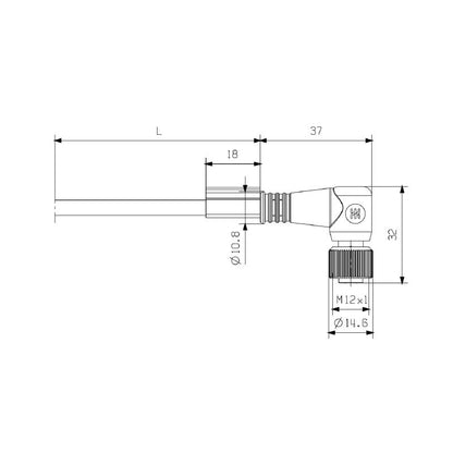 2812730250 - M12 2.5m 5-Pole Connector for Sensors and Actuators