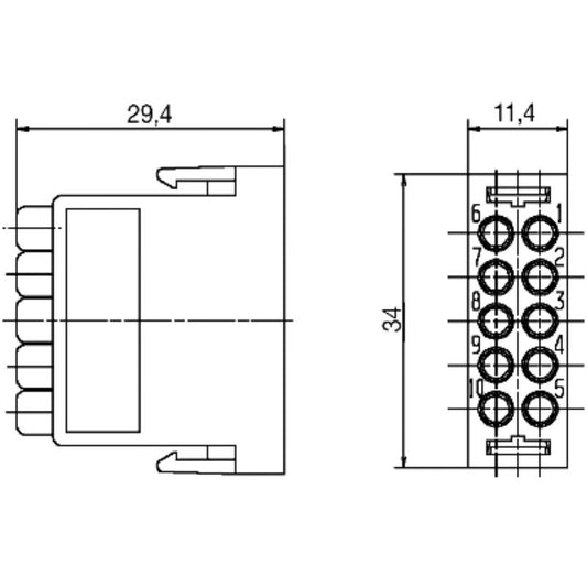 1758400000 - Durable 10A Connector, 34mm Deep, With Glass Fiber Reinforcement  (Pack of 10)
