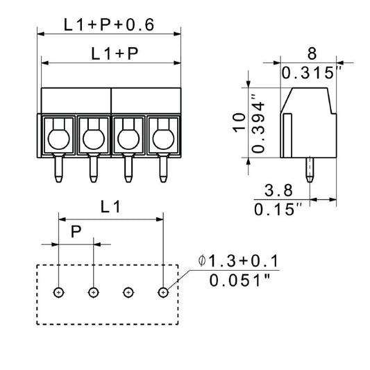 1024380000 - 5.08mm 4-Pole PCB Terminal with Pressure Clamp Connection  (Pack of 100)
