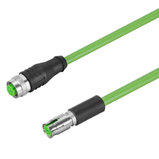 2503540050 - 0.5m D-coded Female Cable, Gold-Plated, Cat. 5e
