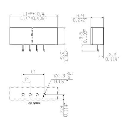 2643410000 - 20-Pole 3.81mm PCB Connector with 180° Elbow  (Pack of 120)