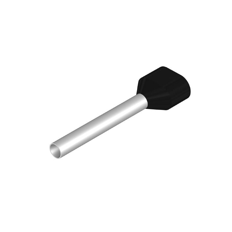 9037490000 - Black Twin Wire Ferrule 1.5mm², 6.5mm Collar Height  (Pack of 100)