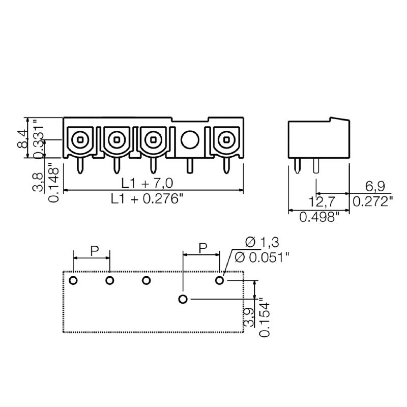 1081780000 - 4-Pole Male Header Connector, 7.62mm Pitch, Black  (Pack of 48)