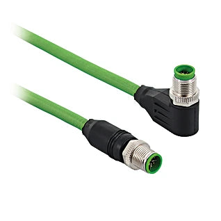 ZC1V008 - IP67 M12 8-Pin Connection Cable, Angled and Straight Plugs