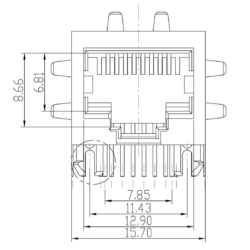 2562910000 - Cat. 5 RJ45 Modular Jack with 10 Poles & 90° Angle  (Pack of 200)