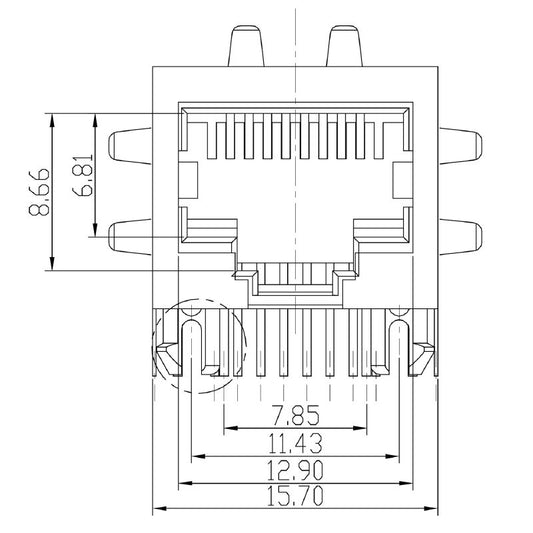 2562910000 - Cat. 5 RJ45 Modular Jack with 10 Poles & 90° Angle  (Pack of 200)