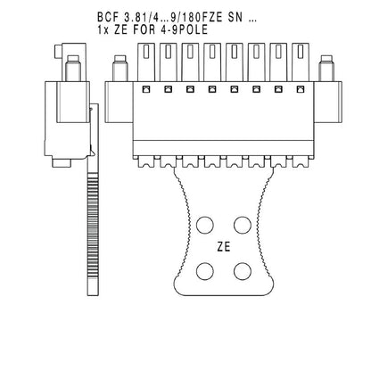 1236010000 - 9-Pole PCB Female Connector, 180° Orientation, Push-In Style  (Pack of 50)