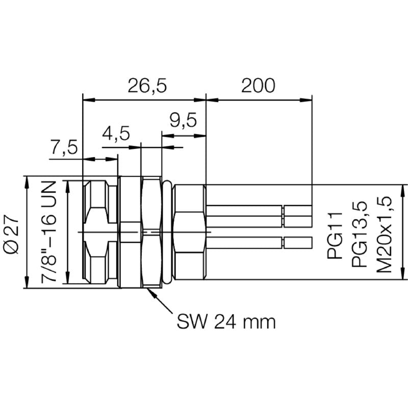 1292440000 - 0.2m Built-in Plugs with 7/8" Connection and 4 Poles