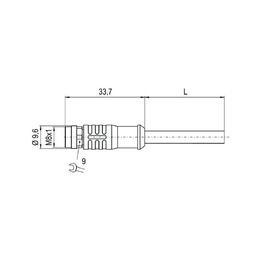 1906600150 - 1.5m PUR Sensor/Actuator Line with 3 Poles
