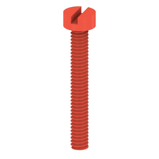 0303300000 - Red M2.5X18 Polyamide Mounting Screw, 3.8mm Deep  (Pack of 100)