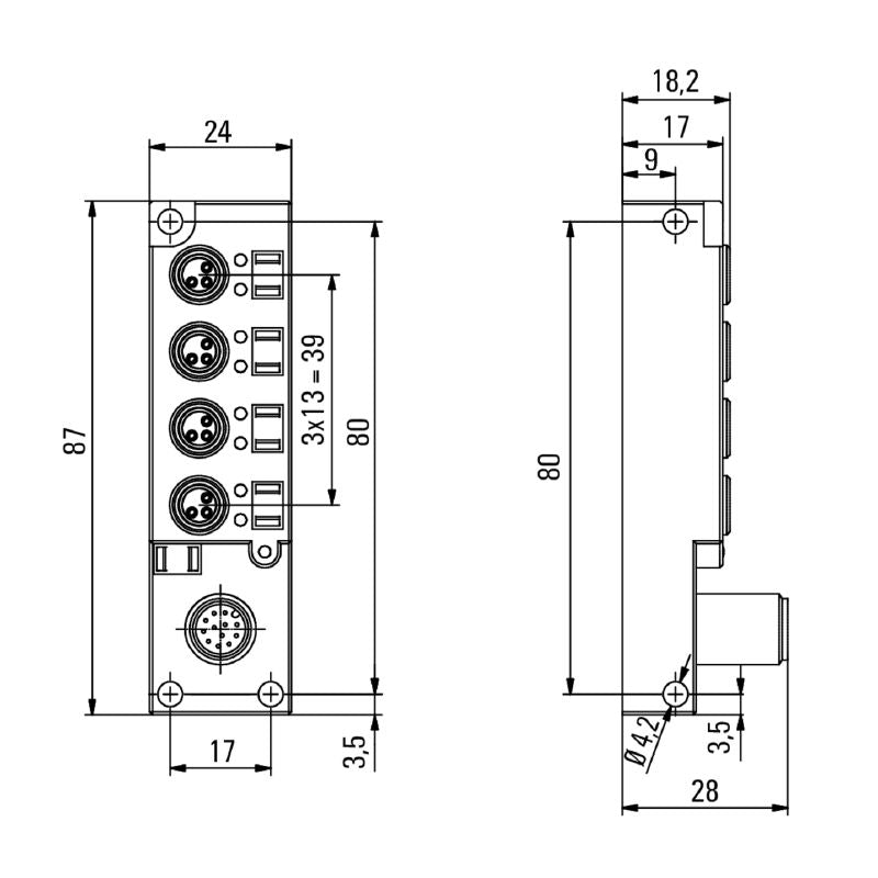 1449400000 - M12 Outlet 12-Pole Connector IP68 Rating, 10-30V, 6A Capacity  (Pack of 2)