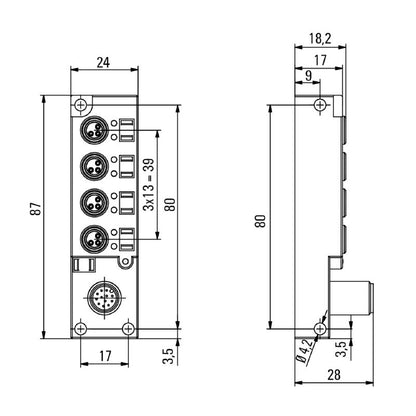 1449400000 - M12 Outlet 12-Pole Connector IP68 Rating, 10-30V, 6A Capacity  (Pack of 2)