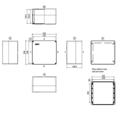 1305980000 - 250mm Polyester Enclosure in Silver Grey, RoHS Compliant