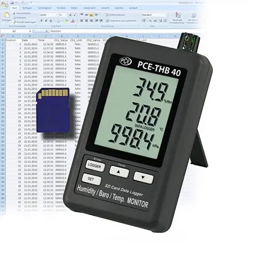 PCE-THB 40 - Climate Meter with SD Card, LCD, ISO Certified