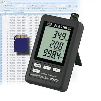PCE-THB 40 - Climate Meter with SD Card, LCD, ISO Certified