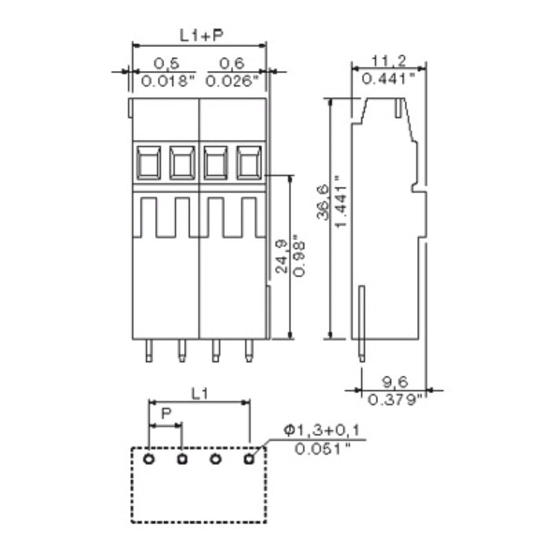 1766390000 - 3-Pole Black Terminal Board, 5.08mm Pitch, 90° Angle  (Pack of 100)