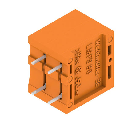 1330960000 - 5.08mm 2-Pole Orange PCB Terminal, 90° Angle, Tinned Pins  (Pack of 130)