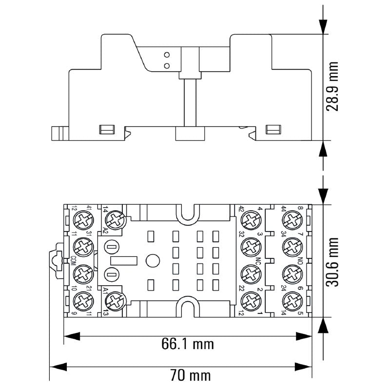 7760056107 - Compact 4-Contact Relay Socket for TS 35 Rails  (Pack of 10)