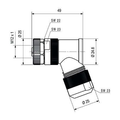 2768340000 - M12 Field Attachable Connector, 8mm-13mm Cable Diameter