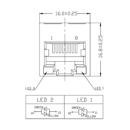 1534750000 - 8-Pole RJ45 Transformer Jack for PCB, 180° Mounting  (Pack of 120)