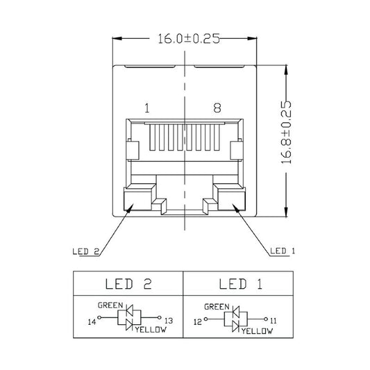 1534750000 - 8-Pole RJ45 Transformer Jack for PCB, 180° Mounting  (Pack of 120)