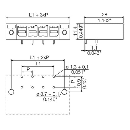 1928550000 - 7-Pole 7.62mm PCB Connector with 90° Flange  (Pack of 50)