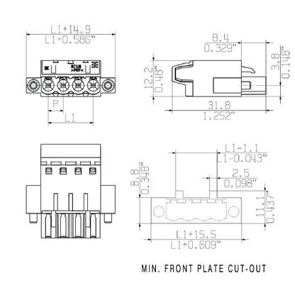 1844010000 - 5.08mm 4-Pole PCB Female Connector with 180° Top Connection  (Pack of 60)