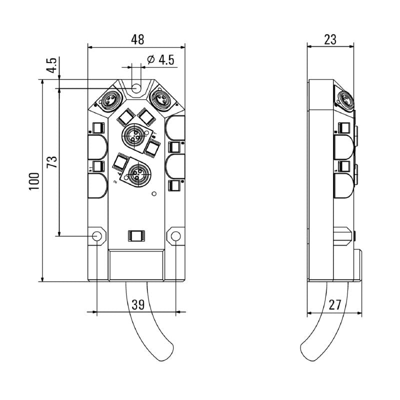 1070660000 - 10M M12 Fixed Cable, IP68, 9A Rated, A-coded Connector
