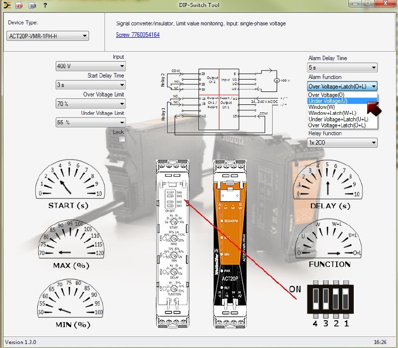 7760054164 - ACT20P Voltage Monitoring Relay with Dual Alarm Outputs